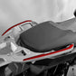 Rear handrail sticker set with red carbon-fiber trim strip on scooter
