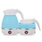 Portable folding electric silicone kettle, blue two-piece set with red power switch