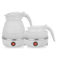 Portable folding electric silicone kettle set, white pair with folding spout and base