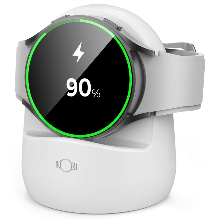 White silicone charging stand with watch cradle and charging clip