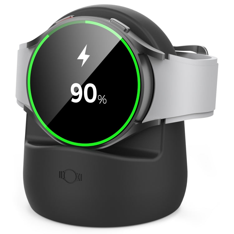 Black silicone charging stand with watch cradle and charging clip