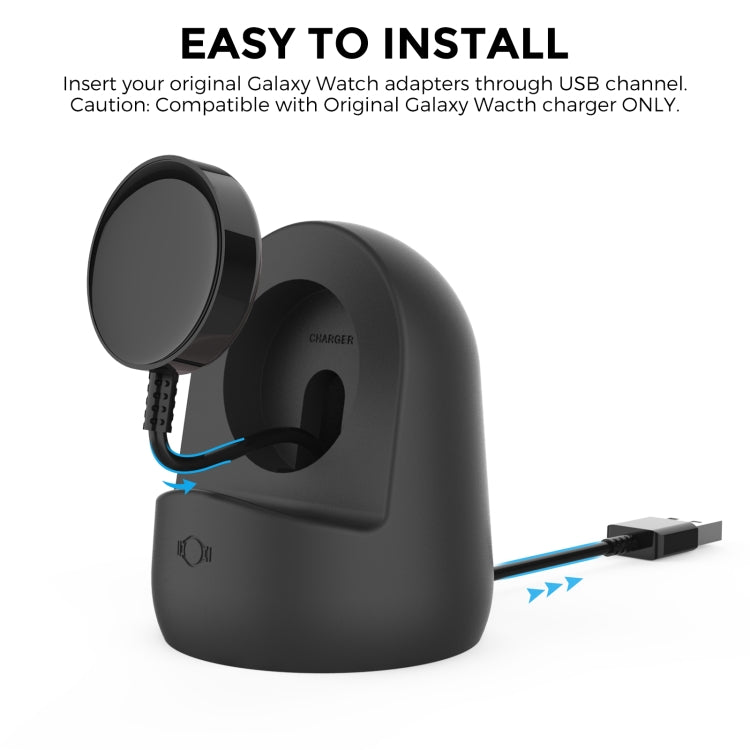 Black silicone charging stand with USB charging cable and watch cradle