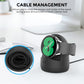 Black silicone charging stand with watch cradle and cable-wrap channel