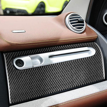 Car glove box sticker insert with black carbon-fiber pattern