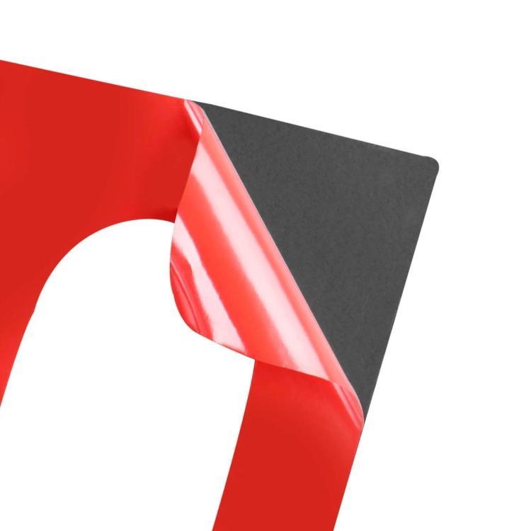 Red and black glove box sticker insert backing piece