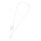 Silver-tone long chain sweater necklace with round disc charm and pointed bar drop