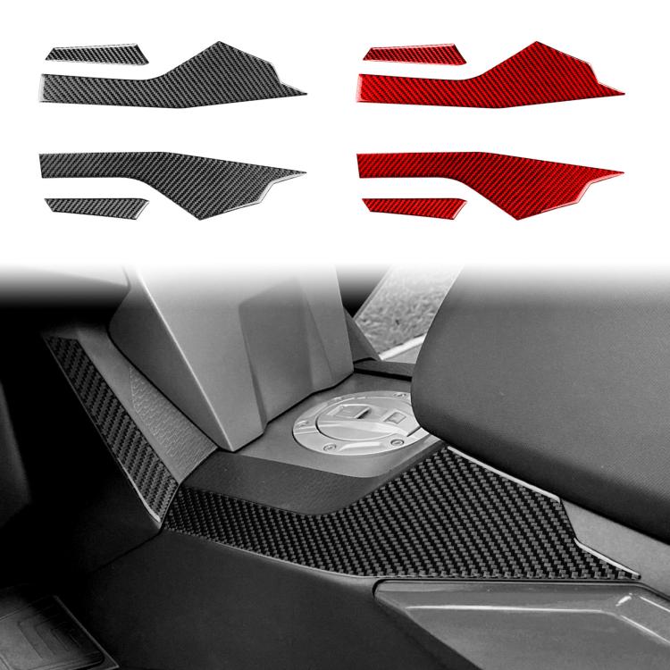 Fuel tank side sticker set showing black and red carbon-fiber style overlays