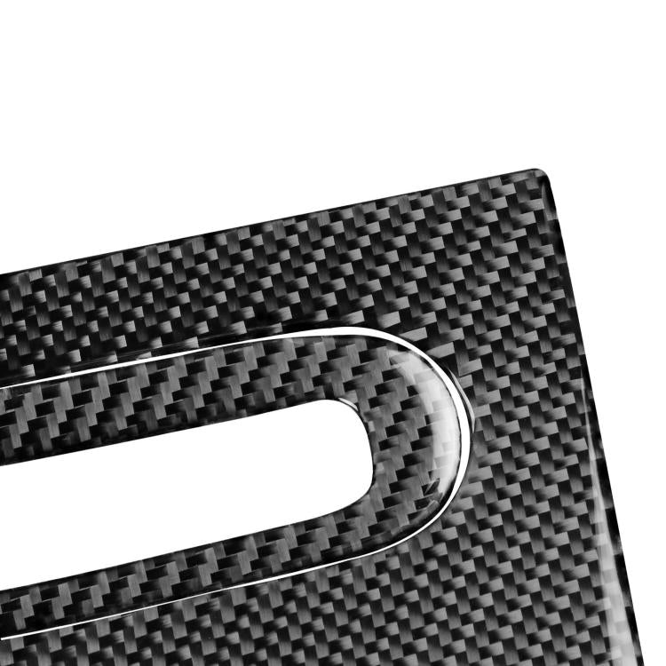 Black carbon fiber glove box sticker detail with oval cutout and inner frame