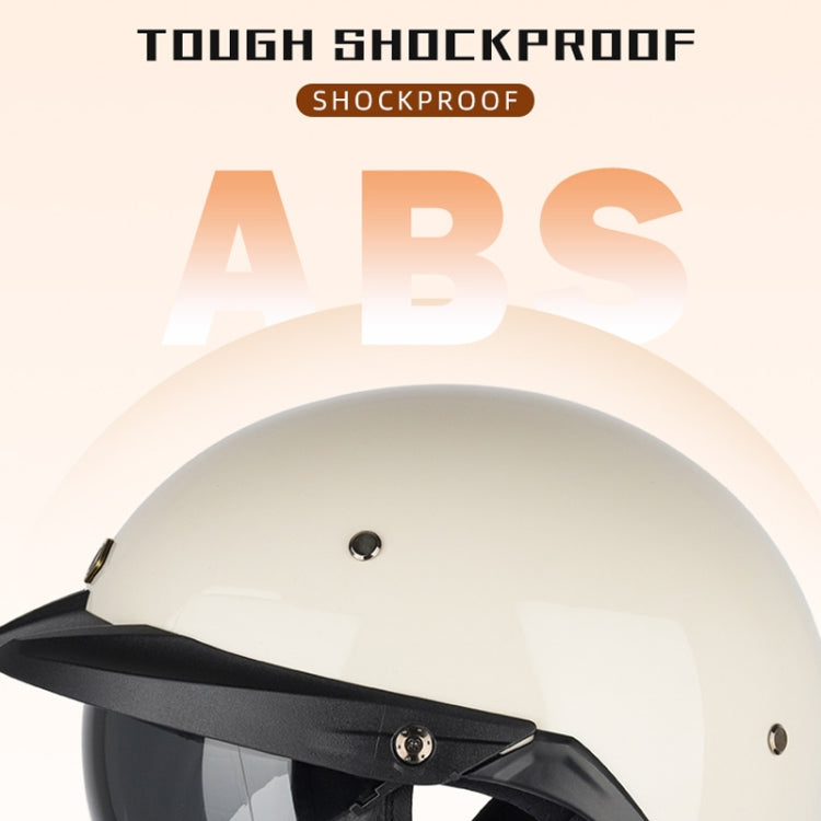 Ivory half-face motorcycle helmet top shell with vent and visor edge