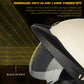 Half-face motorcycle helmet visor housing close-up with tinted anti-glare shield