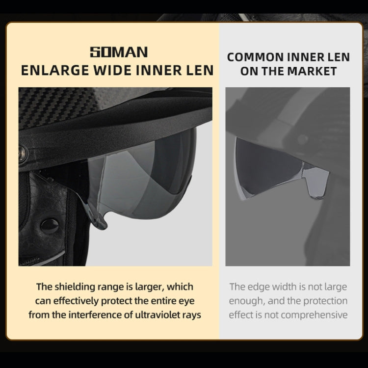 Motorcycle half helmet with adjustable inner mirror shield, close-up view
