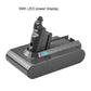 Dyson V6 vacuum battery pack with blue LED power indicator on dark gray body