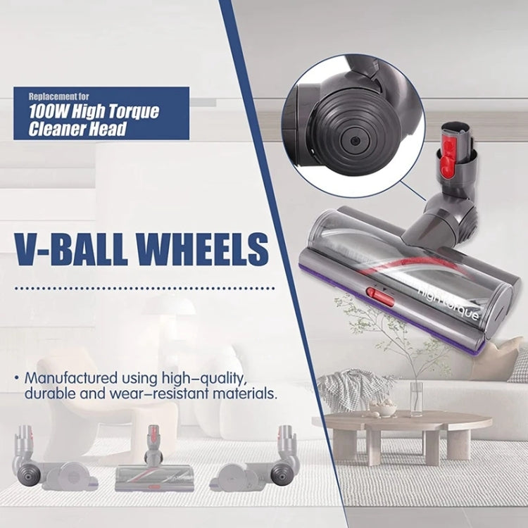 High-torque suction head with V-ball wheels, gray housing and purple-edged nozzle