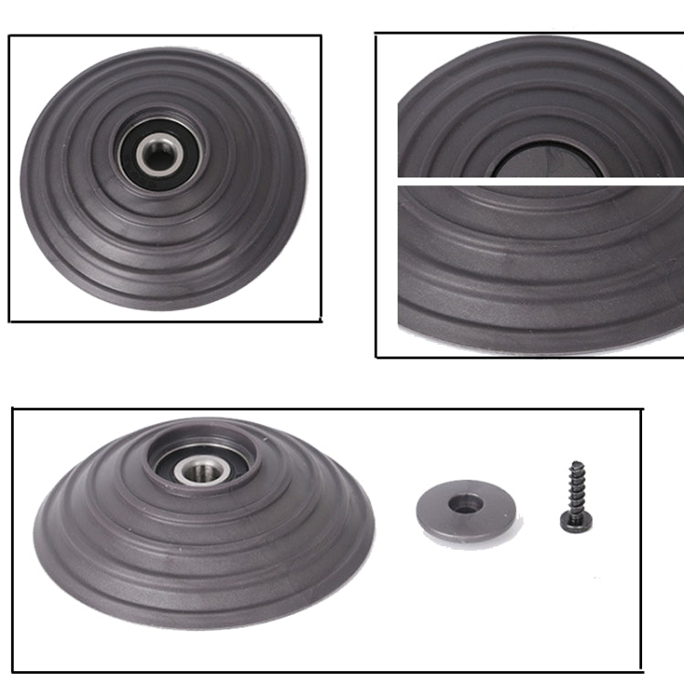 Gray V-ball wheel with center bearing, plus screw and washer components
