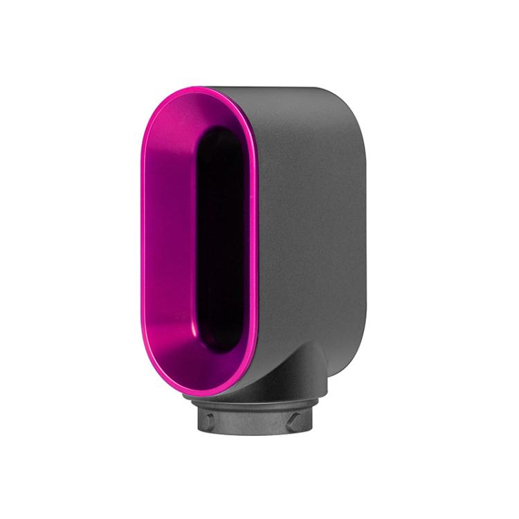 Pre-styling air nozzle attachment with magenta oval opening and gray body