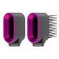 Pre-styling air nozzle attachments with magenta oval openings on gray housings