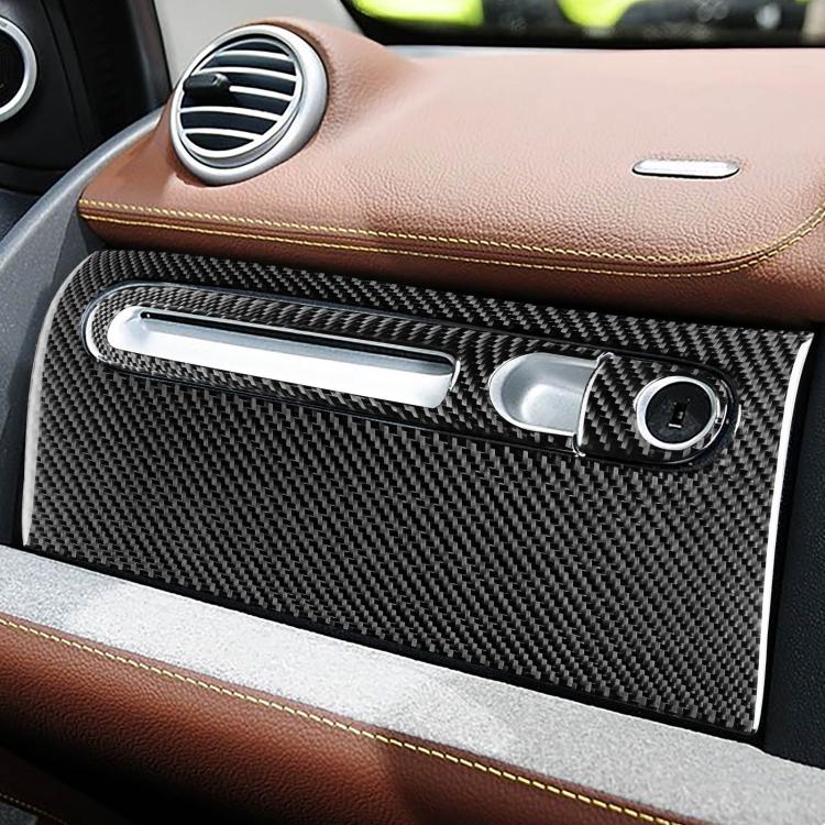 Right-hand drive glove box trim sticker set, black carbon fiber pattern insert