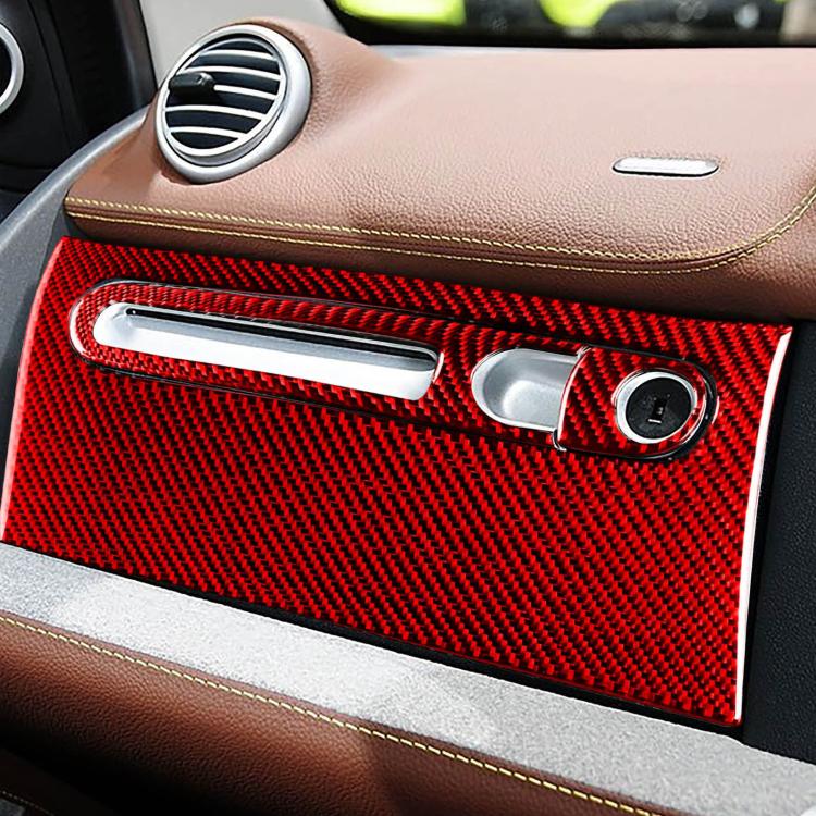 Glove box trim sticker set for right-hand drive, red carbon fiber pattern insert