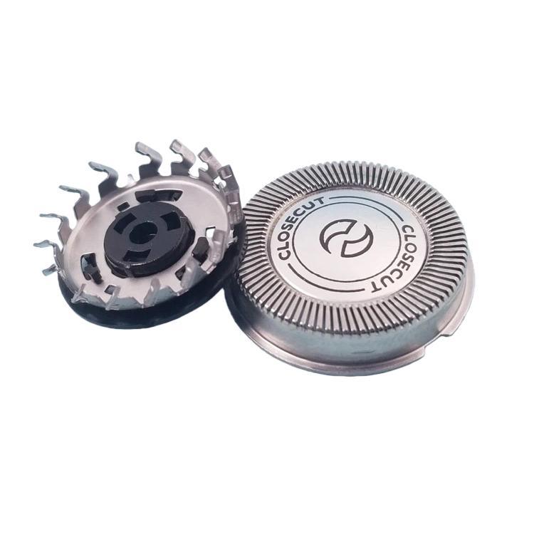 Shaver blade foil replacement head pair with metal blades and CLOSECUT logo