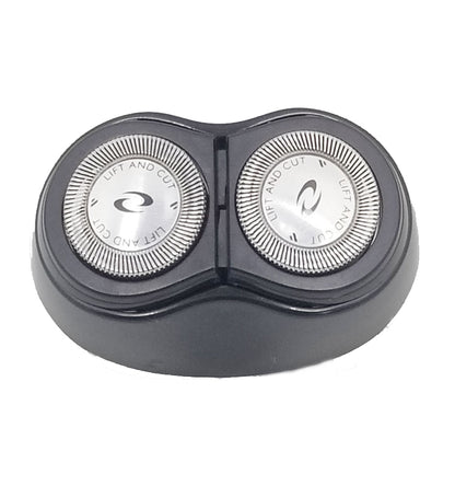 Philips shaver cutter head with two dual cutting discs in black housing