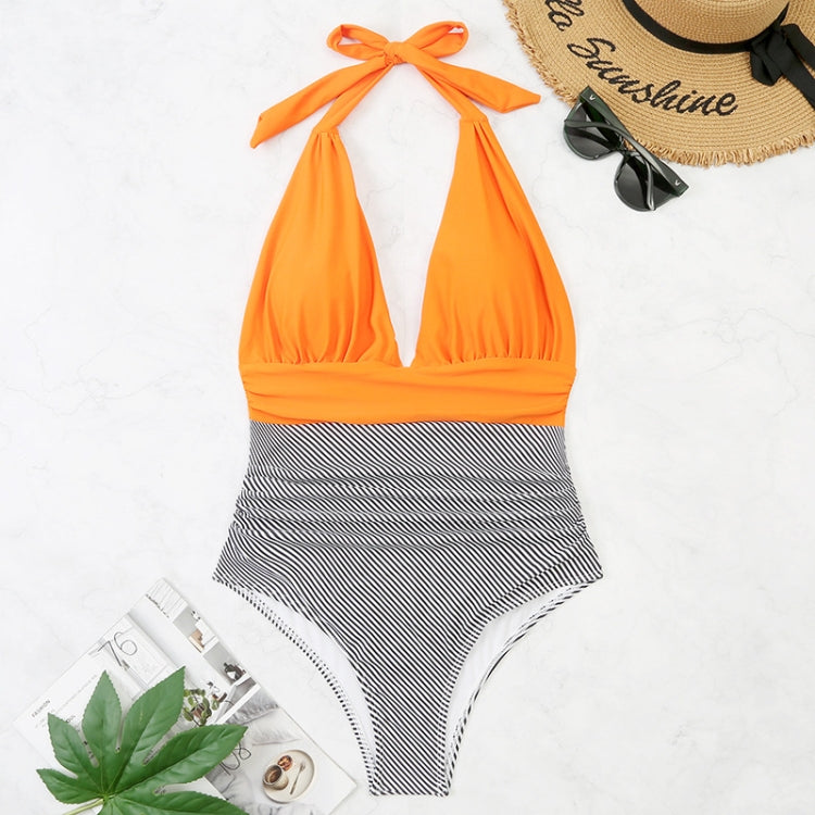 Summer One-piece Backless Lace-Up Ladies Swimsuit Floral-print Halter Bikini, S, M, L, XL