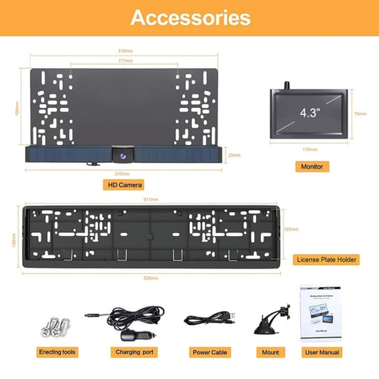 Solar Powered Rear View System Reversing Wireless Transmission Car Camera Display, RC01