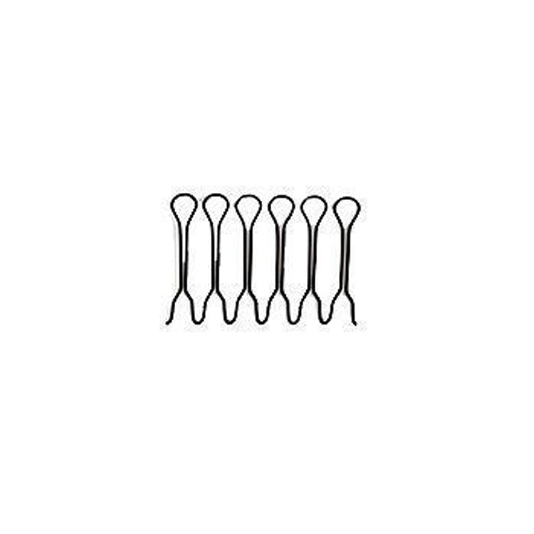 Hair pin comb set with dark metal U-shaped teeth, small cluster