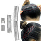 Hair pin comb headband in use, securing updo hair
