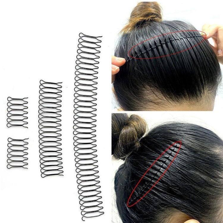 Hair pin comb headband in use, securing updo hair