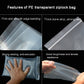 Transparent perforated ziplock packaging bag with sealed top edge, close-up