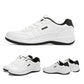 Men's leather casual sneakers, white multi-view set with black collar