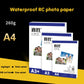 Waterproof RC photo paper box set with A4, A3, and A3+ sizes, 260g.