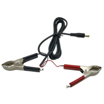 1.5m battery clip power cable with red/black crocodile clips and barrel plug