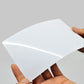 Glossy white photo paper sheet for 4R printing, held by hands
