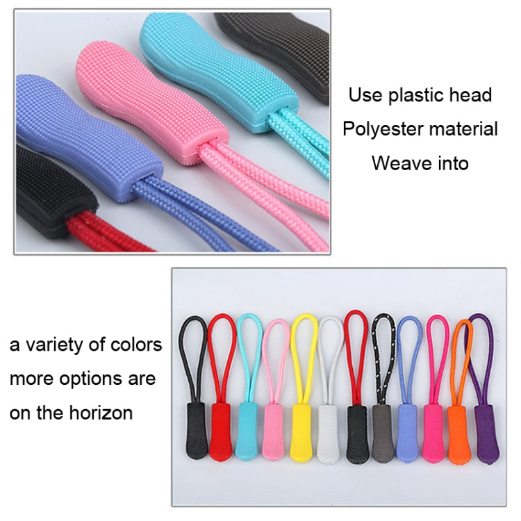 10-pack assorted color zipper cord pullers with textured plastic end caps