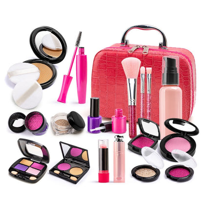 Girls makeup play set with pink croc-look case and assorted compacts, brushes, bottles