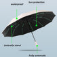 Black automatic umbrella with reinforced spokes and wind-resistant ribs