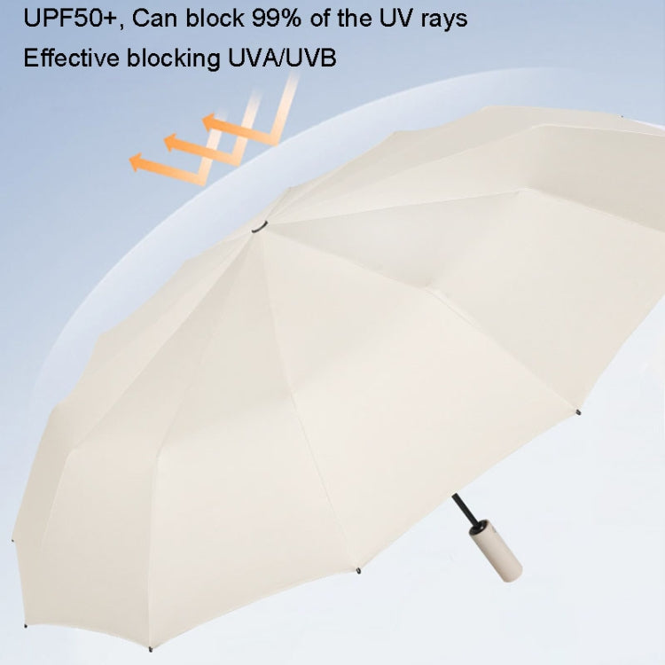 Light beige automatic umbrella open with protective canopy coverage