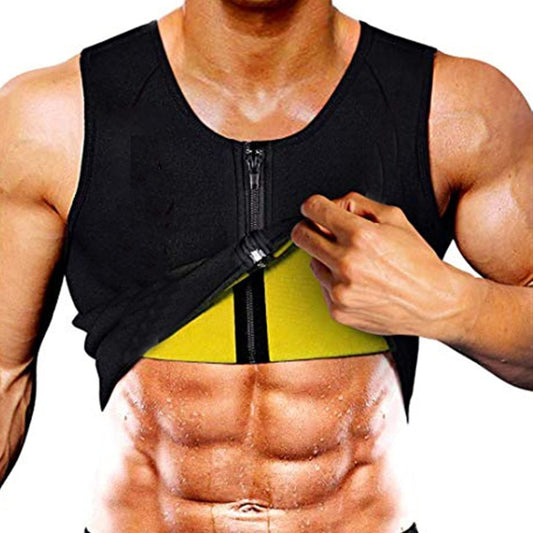 Men Fitness Corset Neoprene Sports Tummy Control Shapewear Zipper Tank Top Workout Wear, S, M, L, XL, XXL, 3XL, 4XL