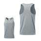 Light gray racerback sports vest for men with sleeveless design and curved side panels.