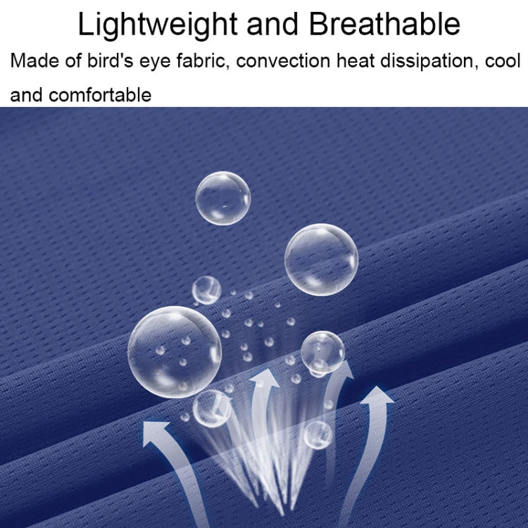 Men's sports vest in navy blue, breathable fabric texture with water droplet graphic
