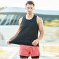Men's sports vest in black on model, sleeveless crew neck