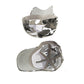 Camouflage duck tongue cap in light gray with dark and white pattern, top and side views