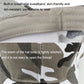 Close-up of camouflage cap brim edge stitching and inner seam detail