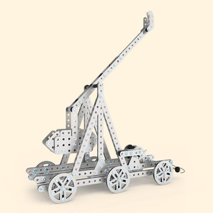 Metal gear building block stone-throwing machine model, light gray