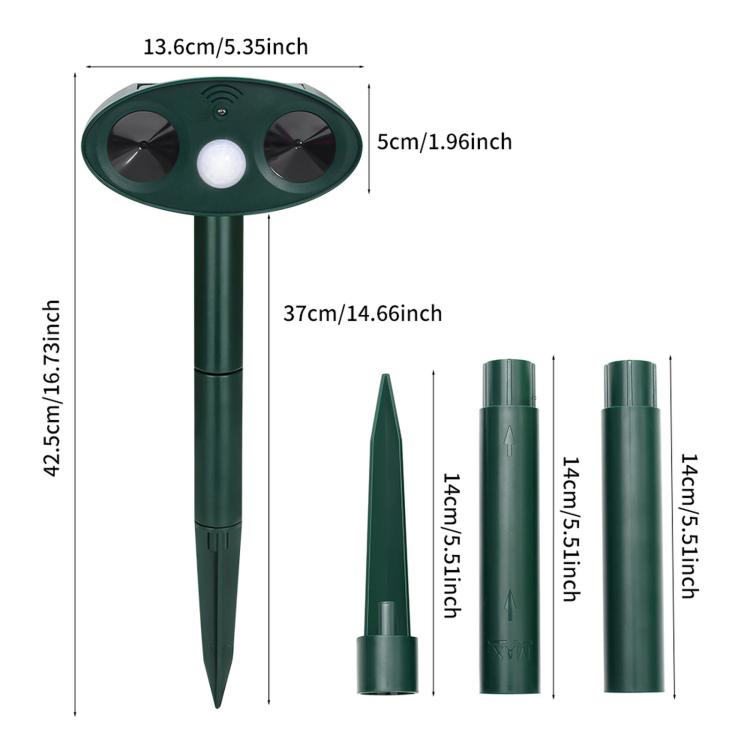 Outdoor Solar-Powered Ultrasonic Animal Repellent, 708, 708B