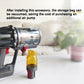 Yellow vacuum suction tip adapter connected to vacuum for bag vacuuming