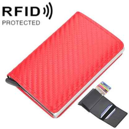 Baellerry plaid leather card holder wallet with red textured finish and metal edge