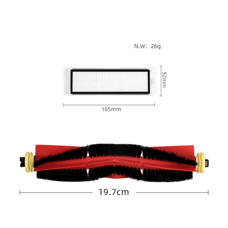 Rectangular vacuum filter, 165 mm long, with black trim and white media