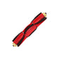 Red and black roller brush attachment with soft bristles and yellow end caps